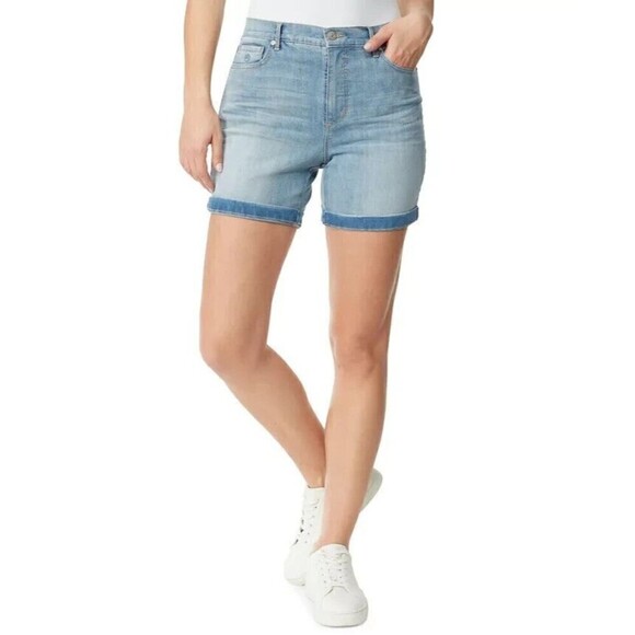 Gloria Vanderbilt Women Amanda High-Rise Denim Shorts Melbourne Wash Blue Sz 16 - Picture 1 of 2